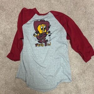 Tweety Bird Women's Raglan Tee - Red and Gray